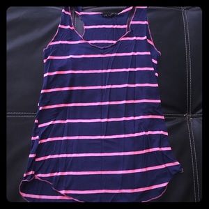 Navy blue and hot pink razorback tank top